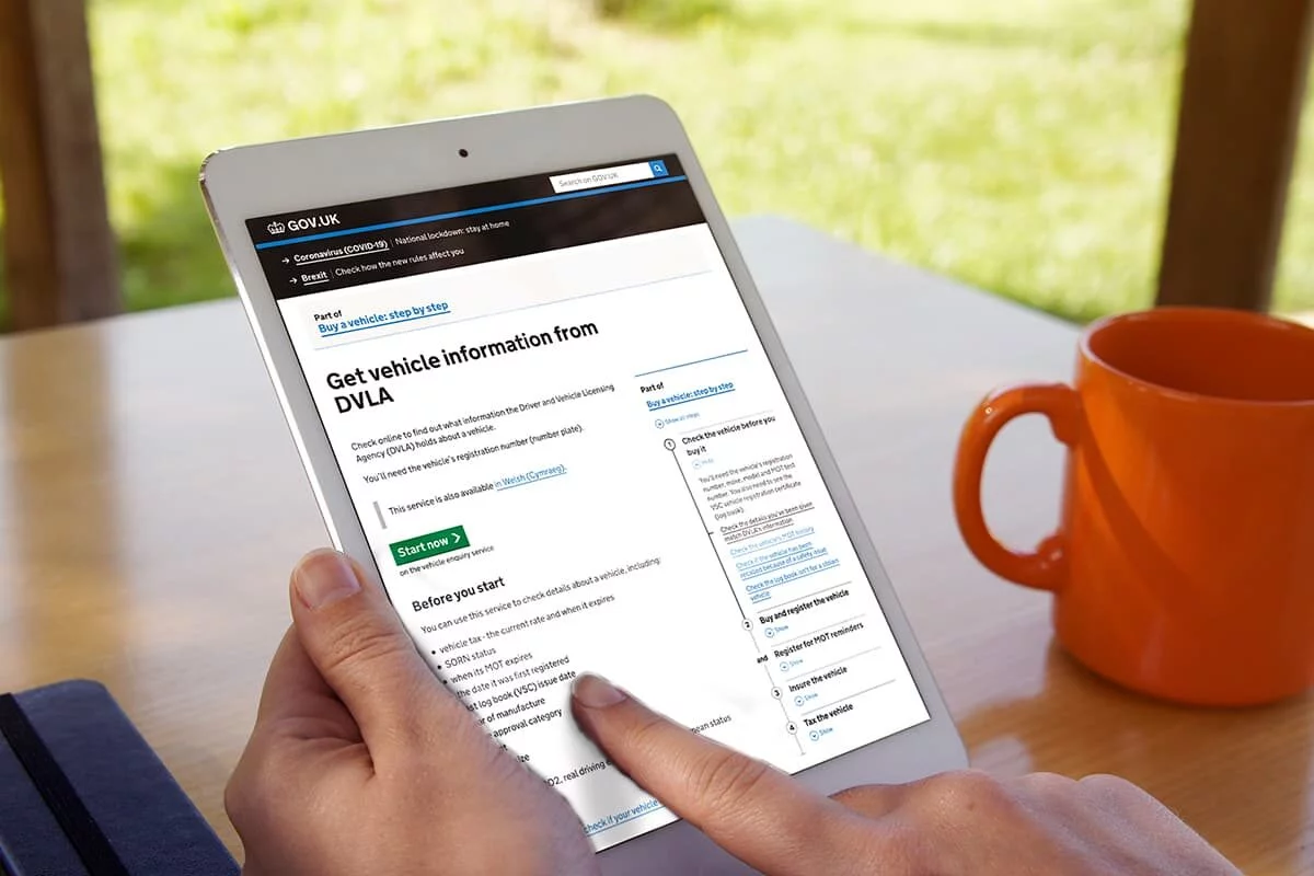 Checking a car history on the DVLA website